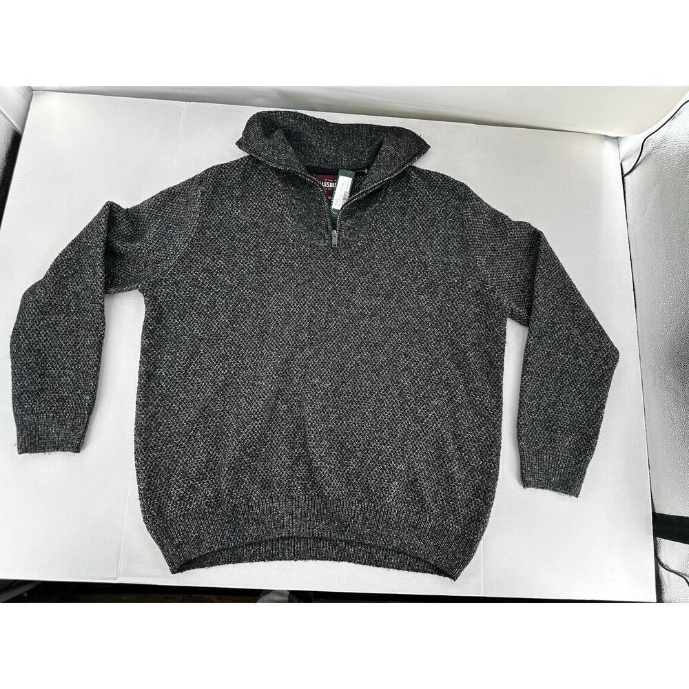 Alesbury Men’s Sweater Sz XXL 3/4 Zip Heavy Thick Knit Preppy Work Office Grey​